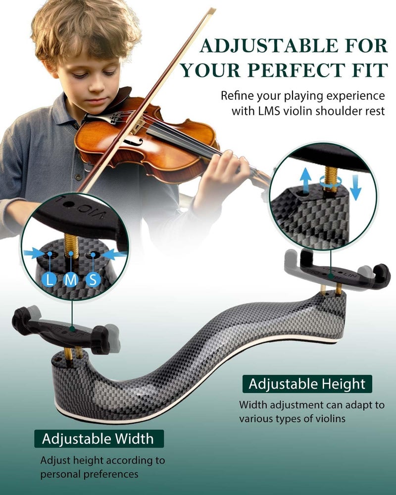 LMS Violin Shoulder Rest 4/4 3/4 Full Size, Hollowed Out Foam Shoulder Rest for Violin Accessories for Beginner Shoulder Rest Pad with Mute Rosin, Ergonomic for Prolonged Play (Black, 4/4, 3/4) - Image 5